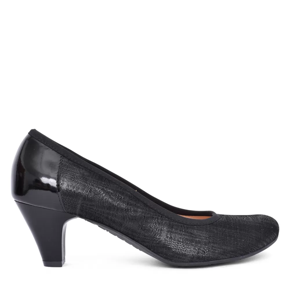 Ladies BIOECO Ladies 6299 Low Heel Court Shoe In Black