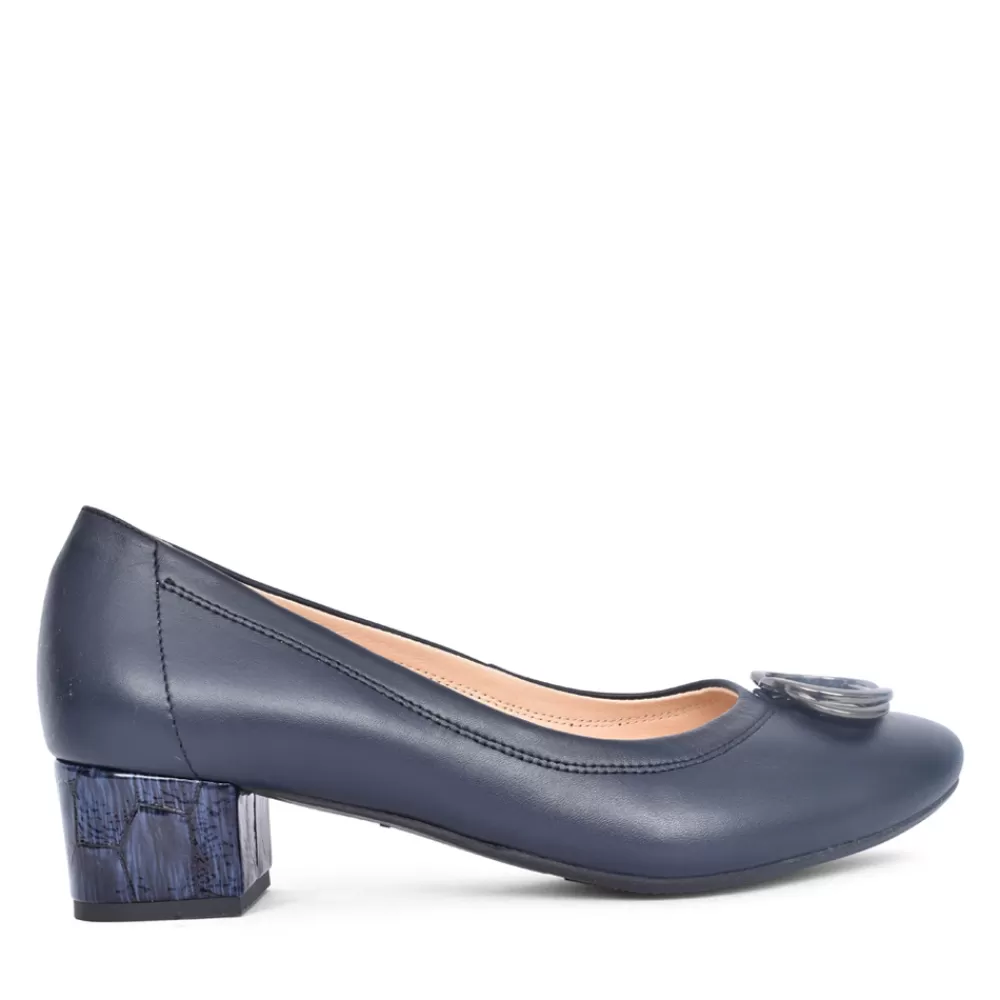 Ladies BIOECO Ladies 6415 Low Heel Court Shoe In Navy