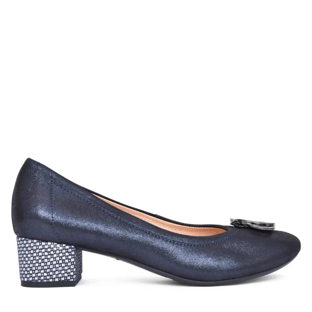 Ladies BIOECO Ladies 6415 Low Heel Court Shoe In Navy Multi