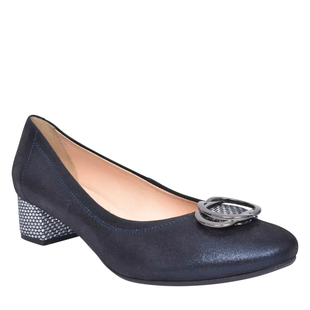 Ladies BIOECO Ladies 6415 Low Heel Court Shoe In Navy Multi