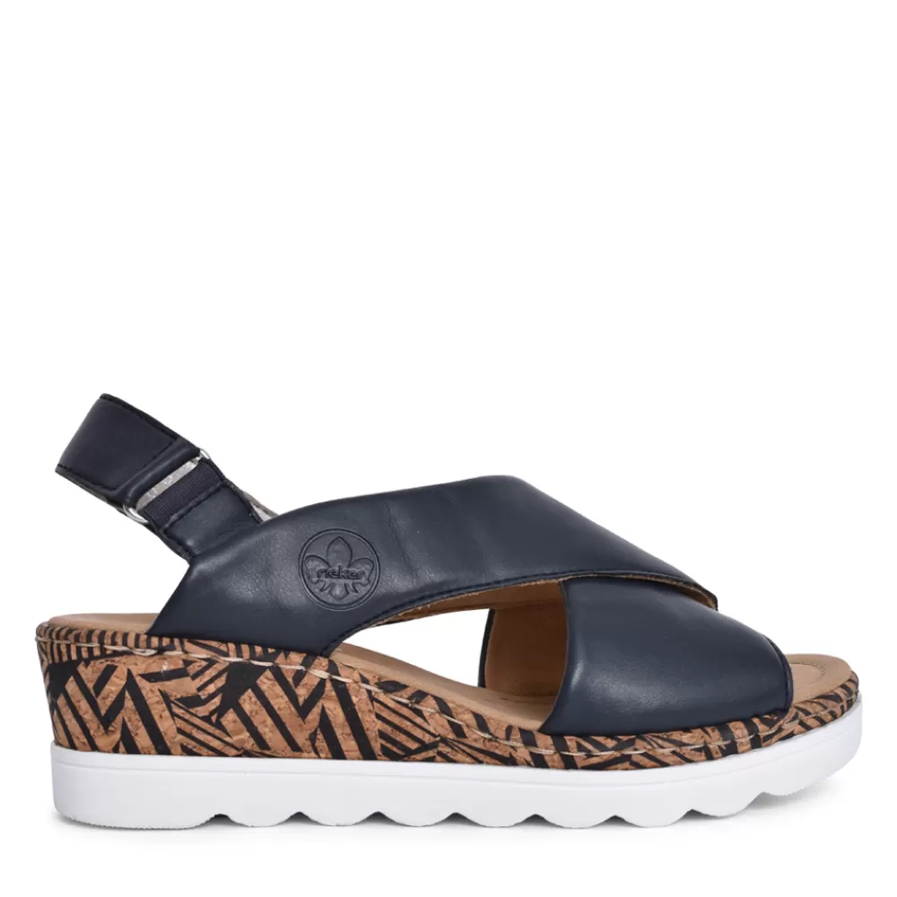 Ladies RIEKER Ladies 67189 Cross Over Sandal In Navy