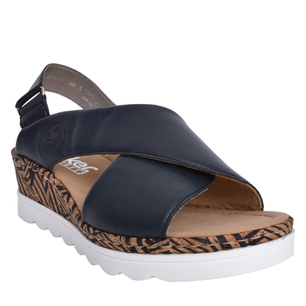 Ladies RIEKER Ladies 67189 Cross Over Sandal In Navy