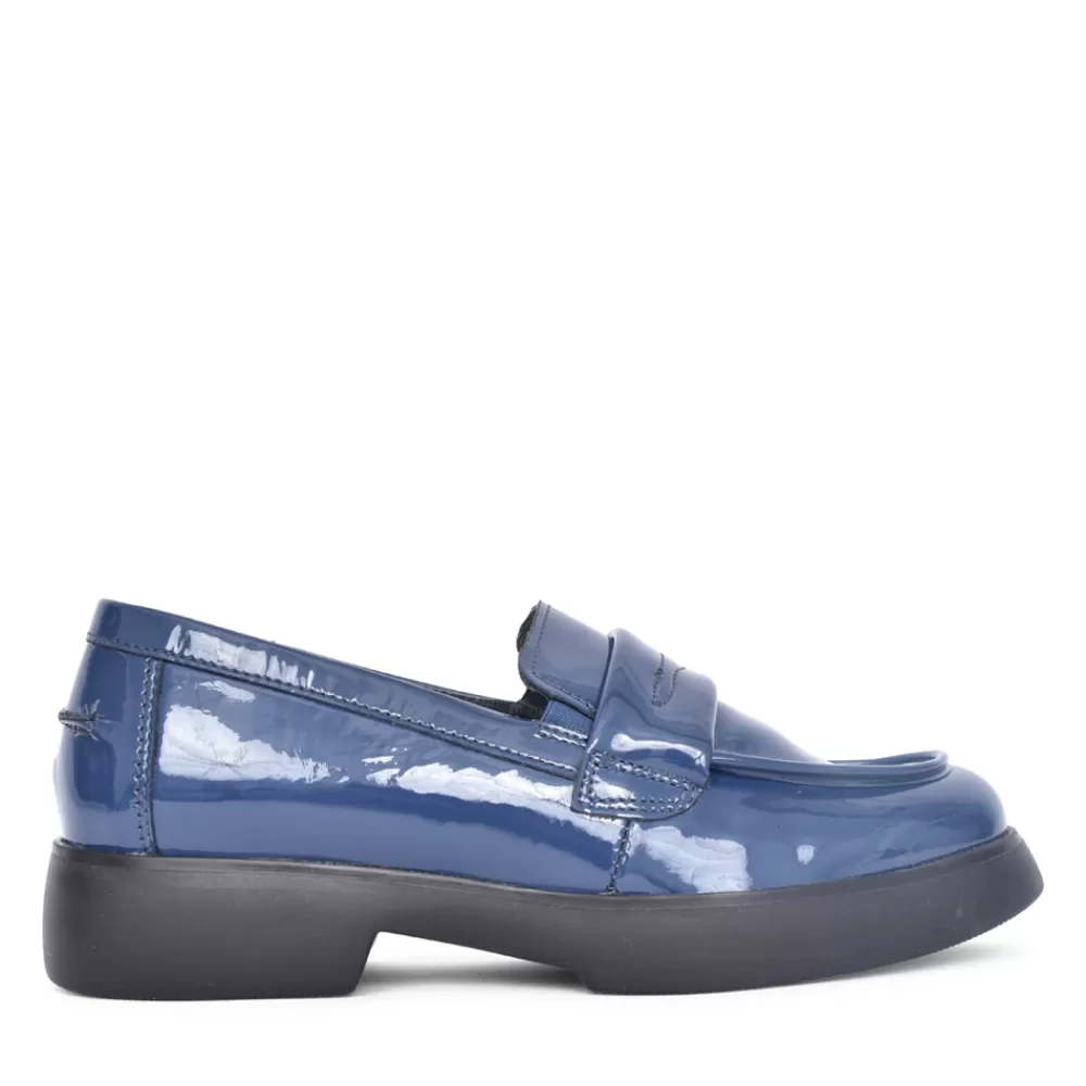 Ladies WALDLAUFER Ladies 720503 Blue H-Penny Slip-On Shoe In Blue