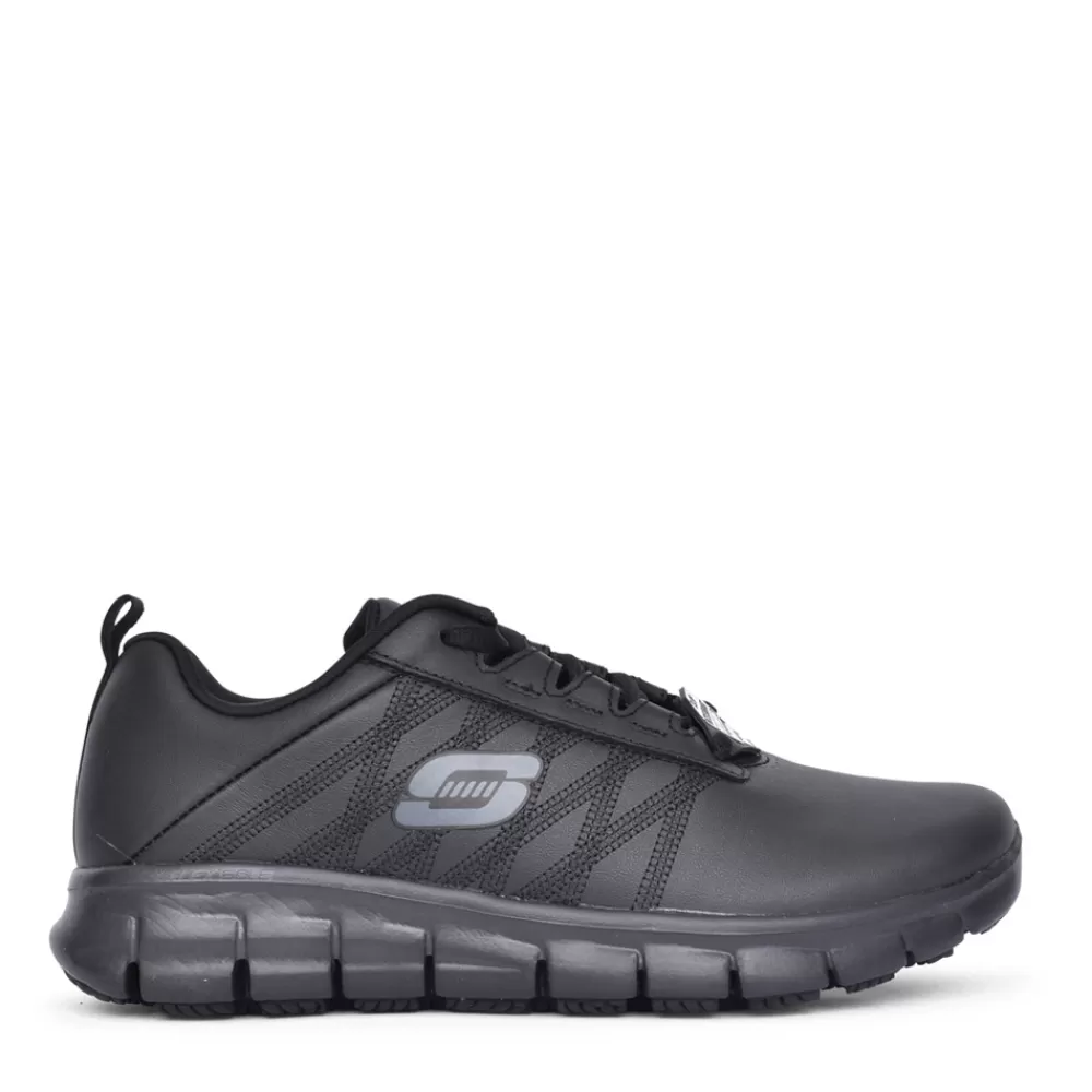 Ladies SKECHERS Ladies 76576Ec Sure Track Laced Trainer In Black