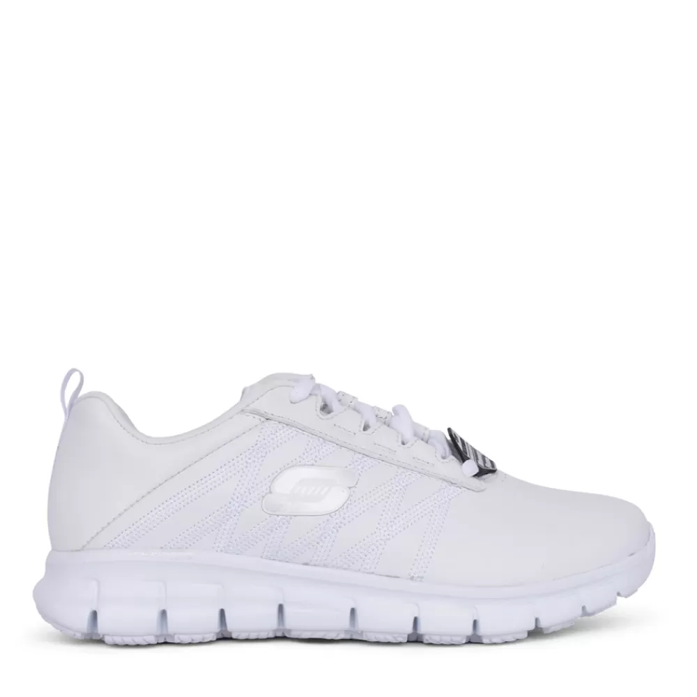 Ladies SKECHERS Ladies 76576Ec Sure Track Laced Trainer In White