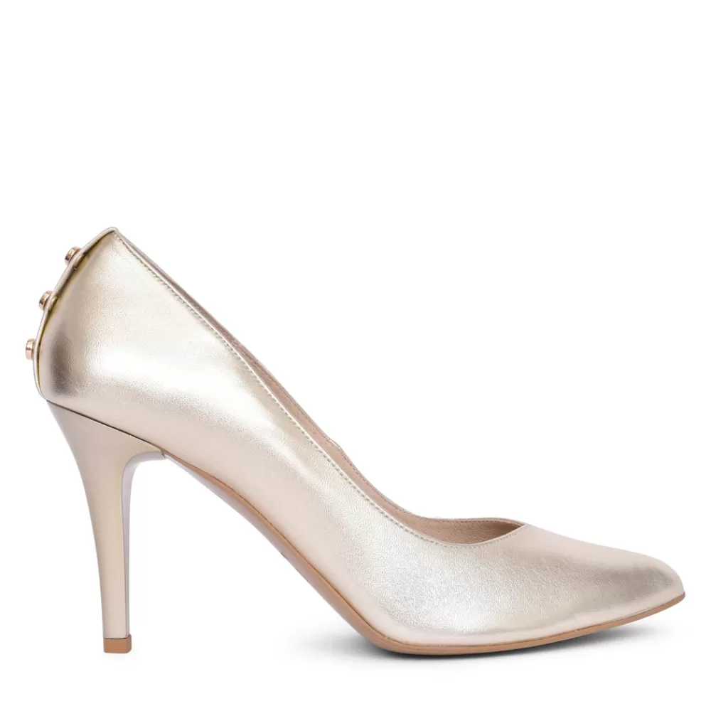 Ladies EMIS Ladies 8027 High Heel Court Shoe In Gold