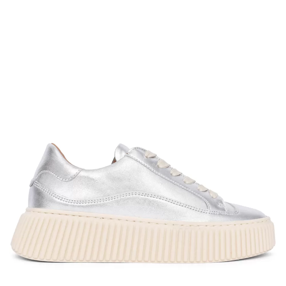 Ladies MELINE Ladies 8205 Laced Trainer In Silver