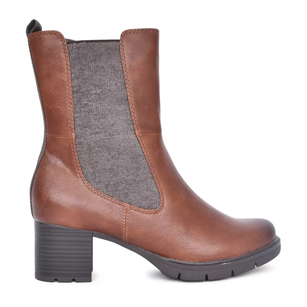 Ladies JANA Ladies 8-25469 Low Heel Calf Boot In Cognac