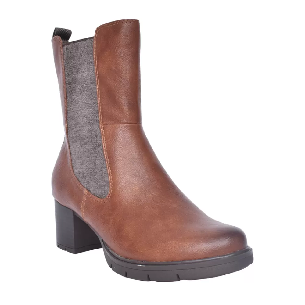 Ladies JANA Ladies 8-25469 Low Heel Calf Boot In Cognac