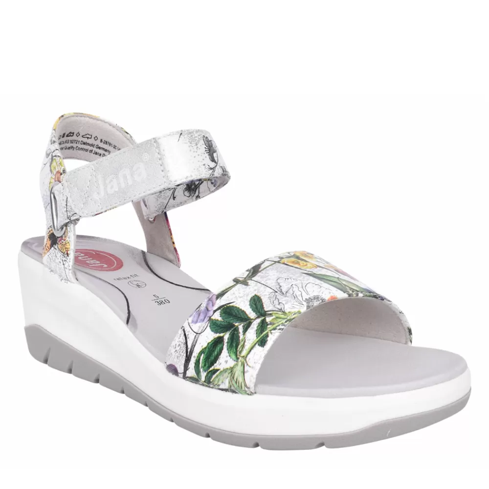 Ladies JANA Ladies 8-28761 Wedge Sandal In Floral
