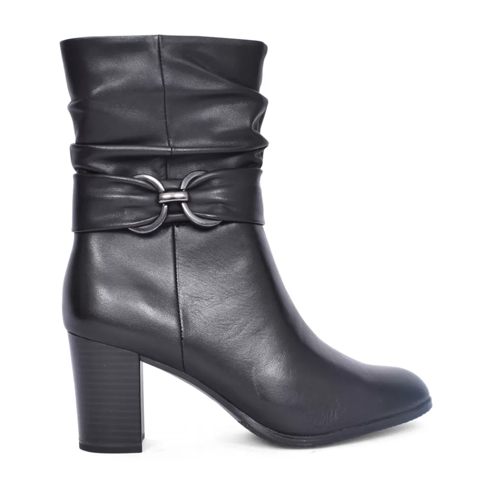 Ladies CAPRICE Ladies 9-25328 Medium Heel Calf Boot In Black