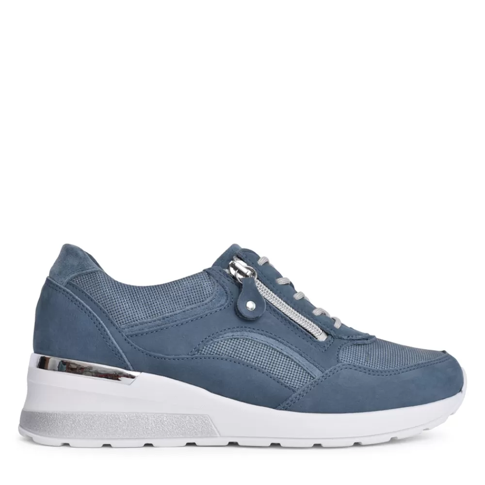 Ladies WALDLAUFER Ladies 93901 H-Clara Laced Trainer. In Blue