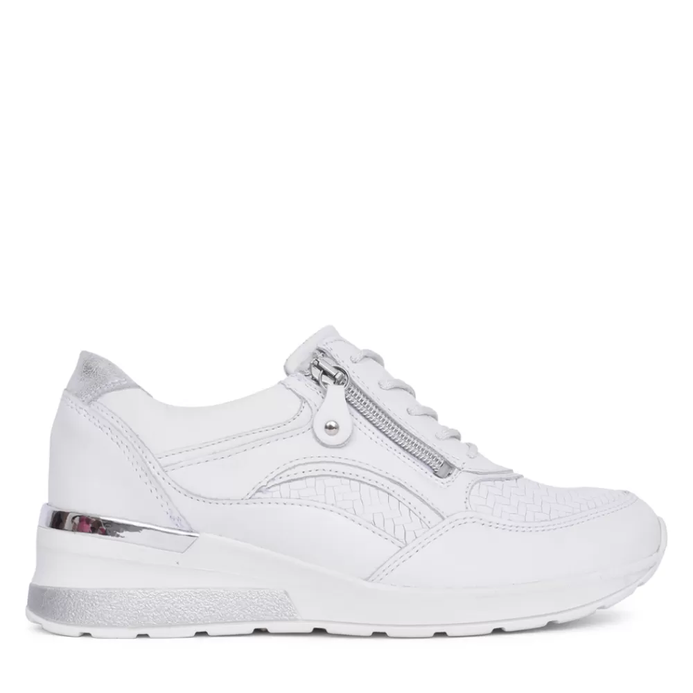 Ladies WALDLAUFER Ladies 93901 H-Clara Laced Trainer. In White