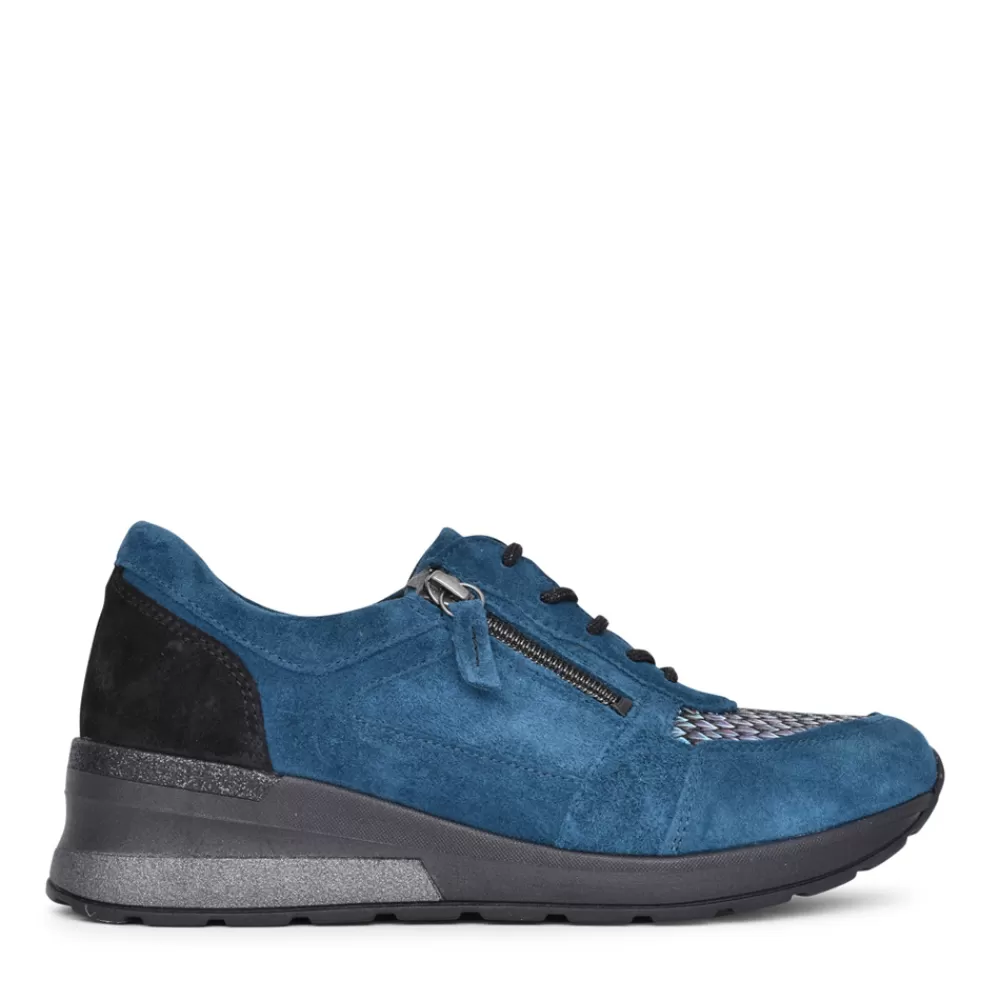 Ladies WALDLAUFER Ladies 939H01 H-Clara Laced Trainer In Blue