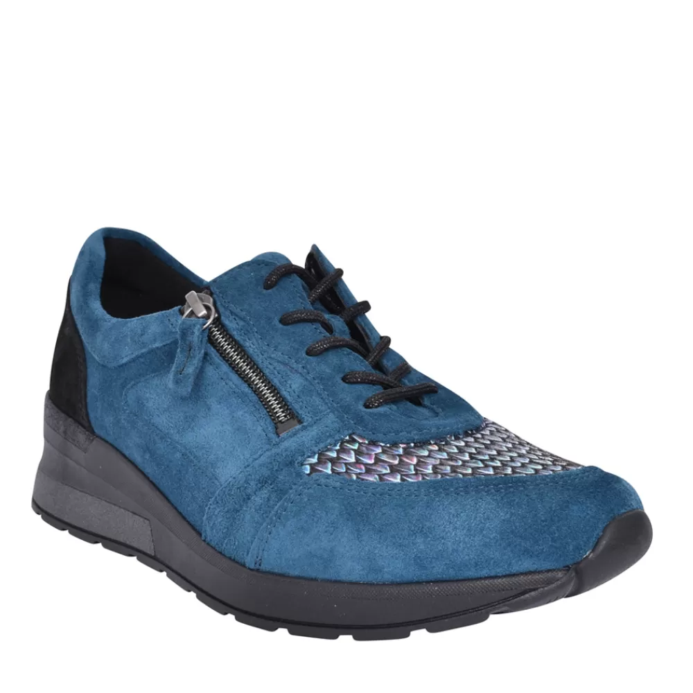 Ladies WALDLAUFER Ladies 939H01 H-Clara Laced Trainer In Blue