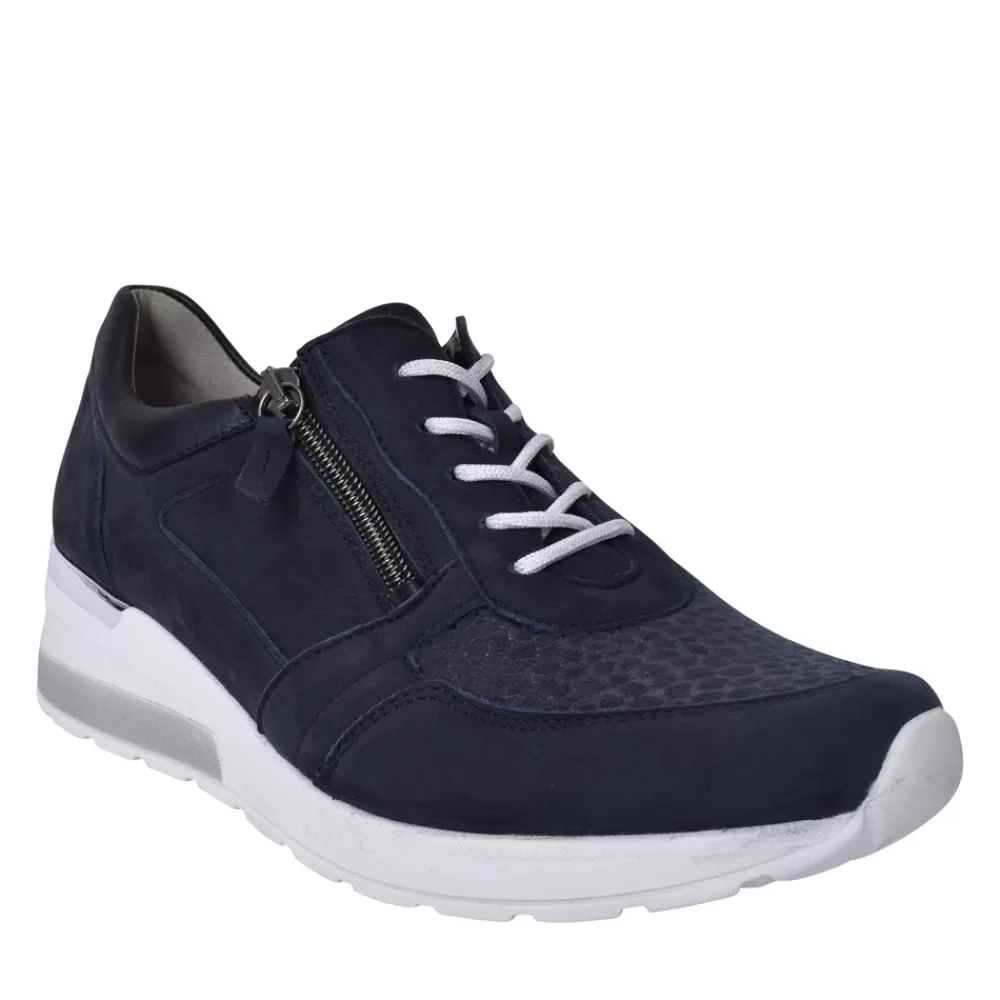 Ladies WALDLAUFER Ladies 939H01 Navy H-Clara H-Fit Laced Trainer In Navy
