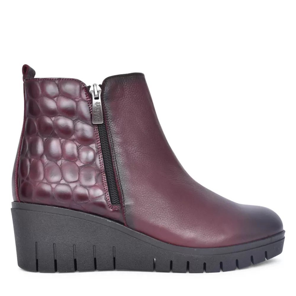 Ladies VALERIA's Ladies 9613 Wedge Heel Ankle Boot In Wine