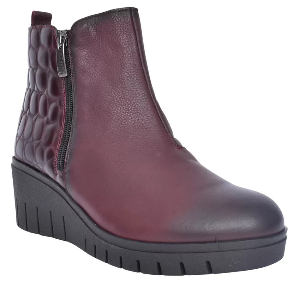 Ladies VALERIA's Ladies 9613 Wedge Heel Ankle Boot In Wine