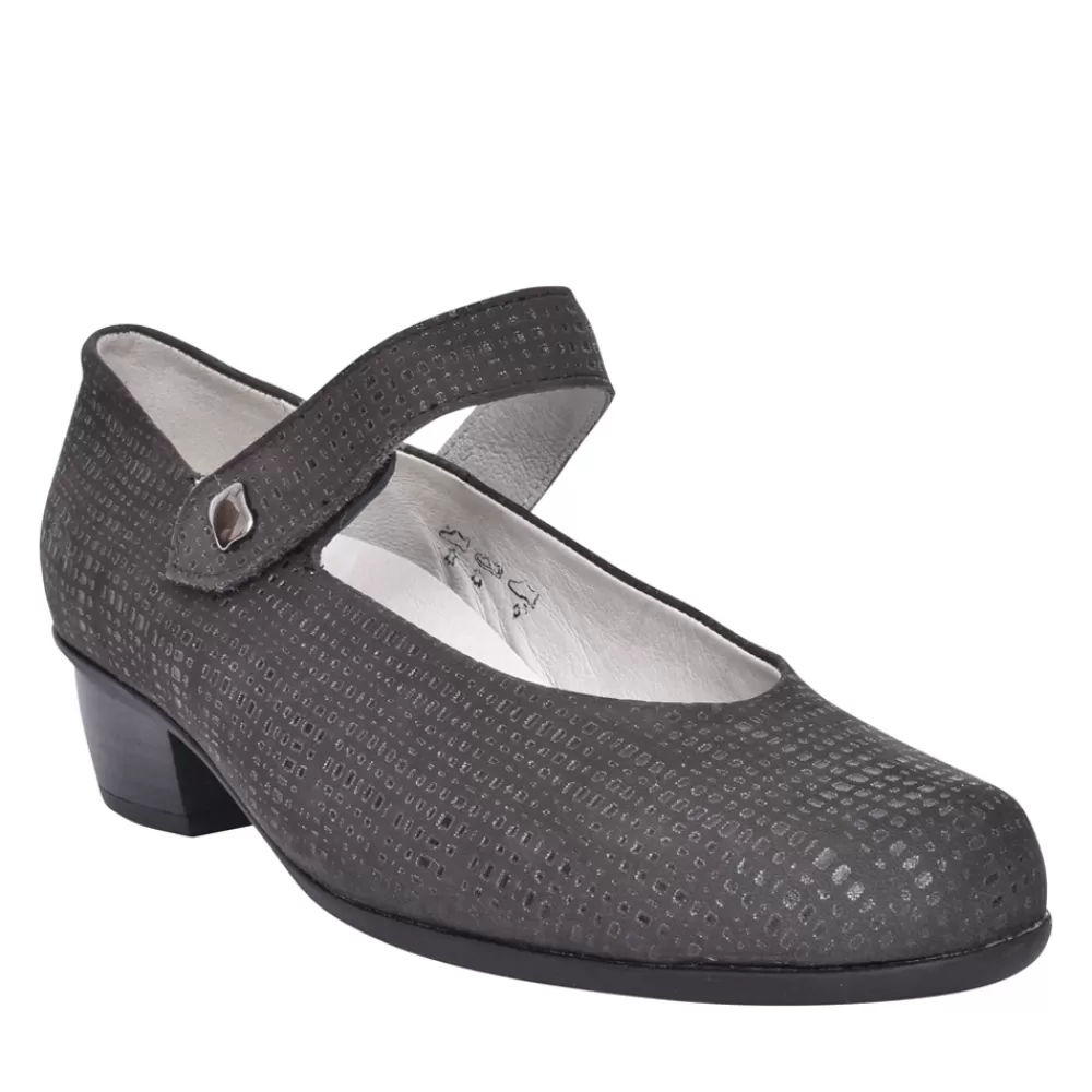 Ladies WALDLAUFER Ladies 967303 Grey Haifi Velcro Shoe In Grey