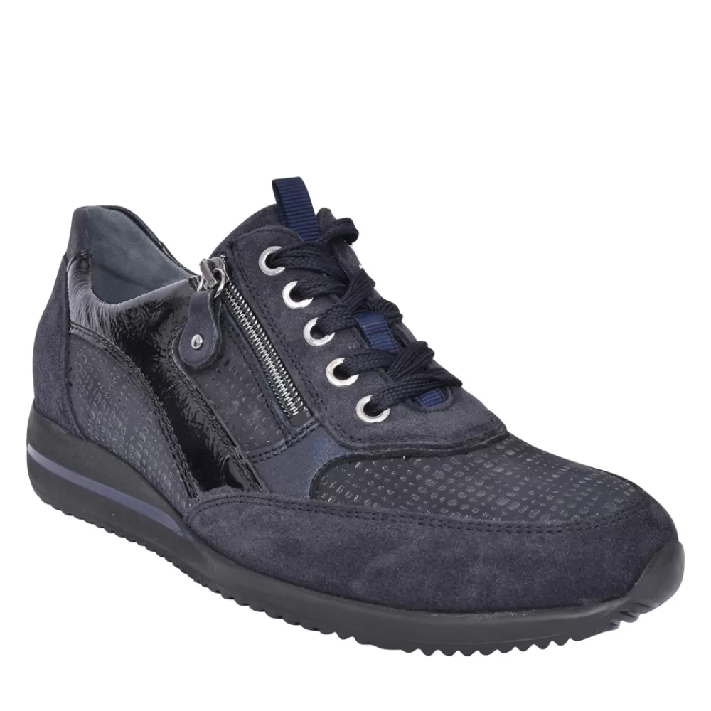 Ladies WALDLAUFER Ladies 980008 Himona Laced Trainer In Navy