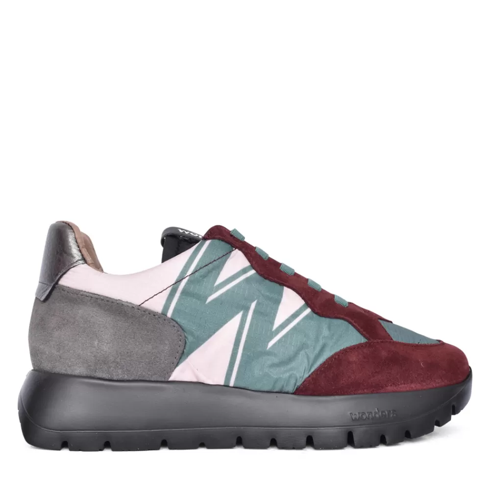 Ladies WONDERS Ladies A-2452 T Wedge Laced Trainer In Burgandy