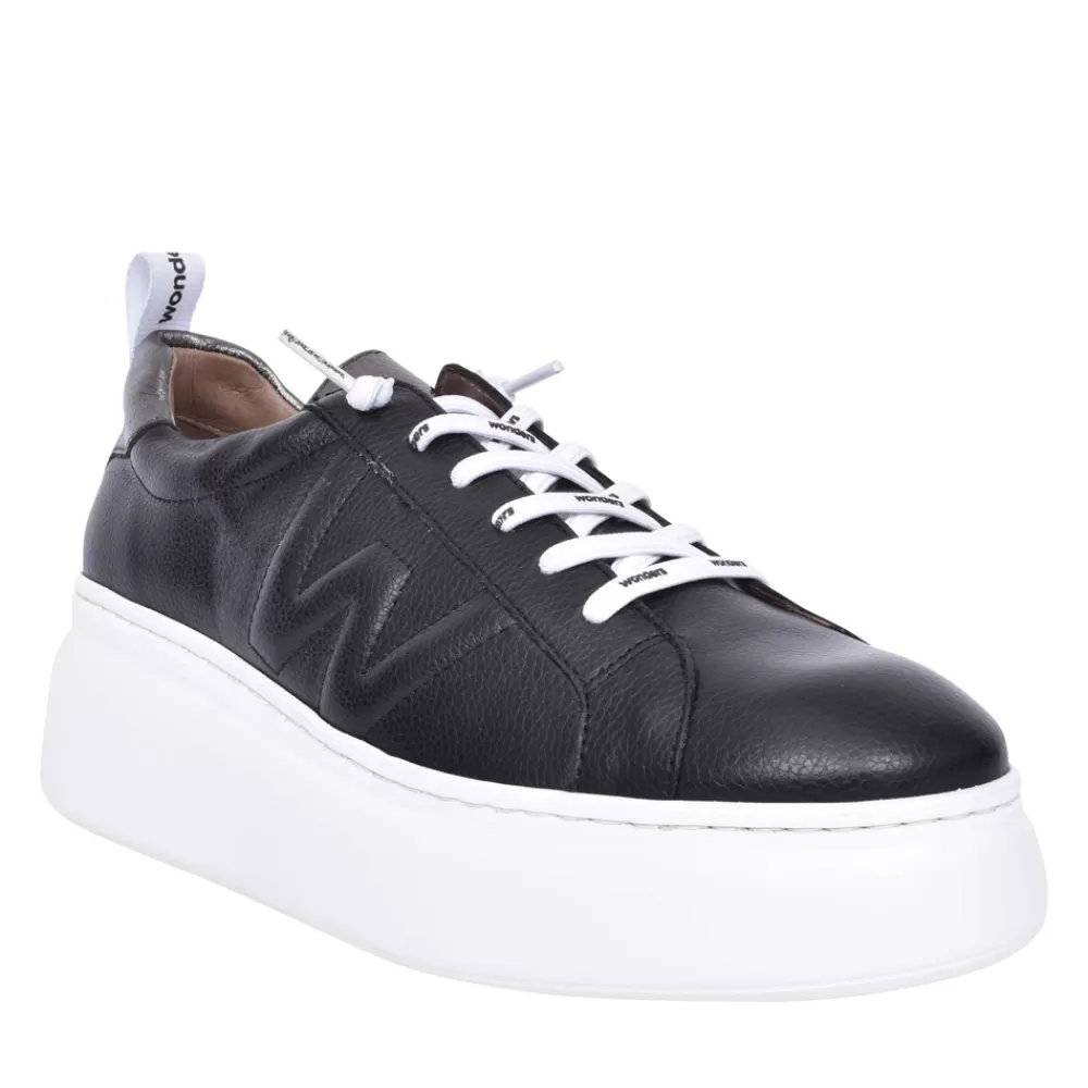 Ladies WONDERS Ladies A-2632 Wedge Laced Shoe In Black