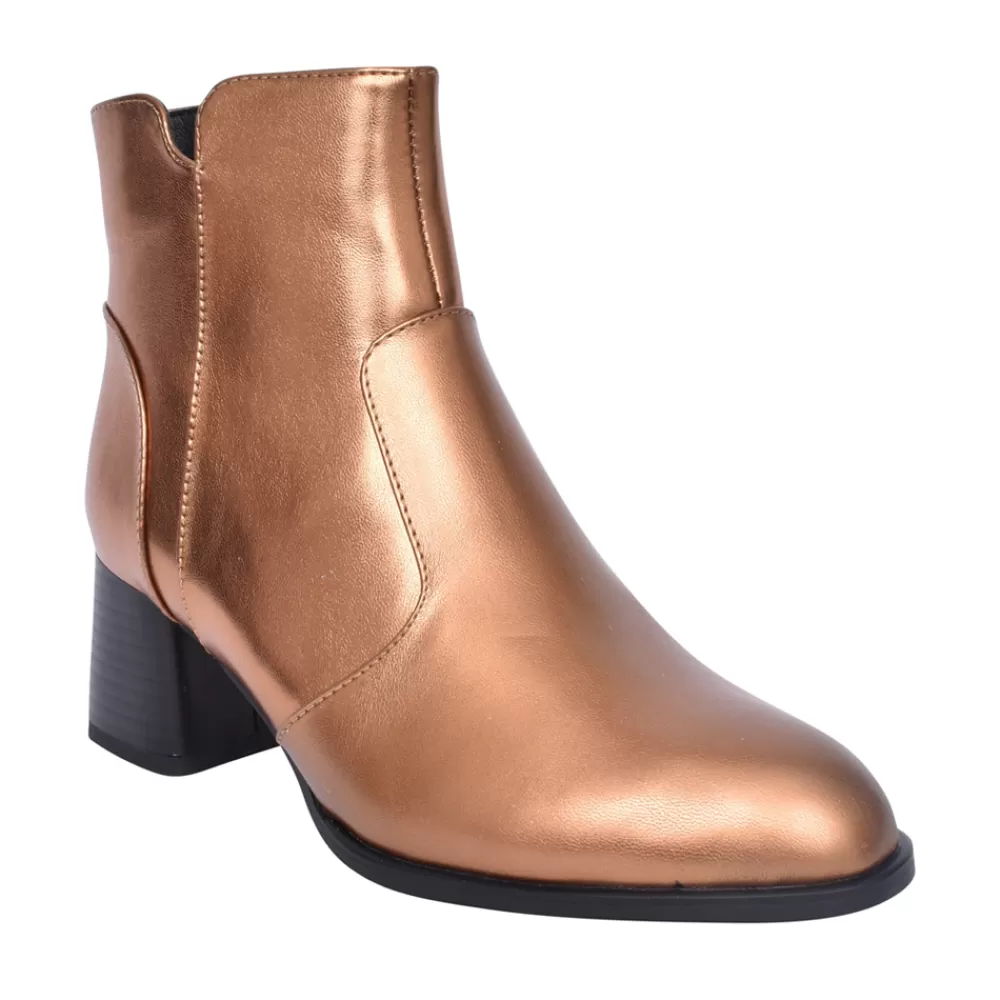 Ladies DANCING MATILDA Ladies Acrobat 006 Block Heel Ankle Boot In Bronze