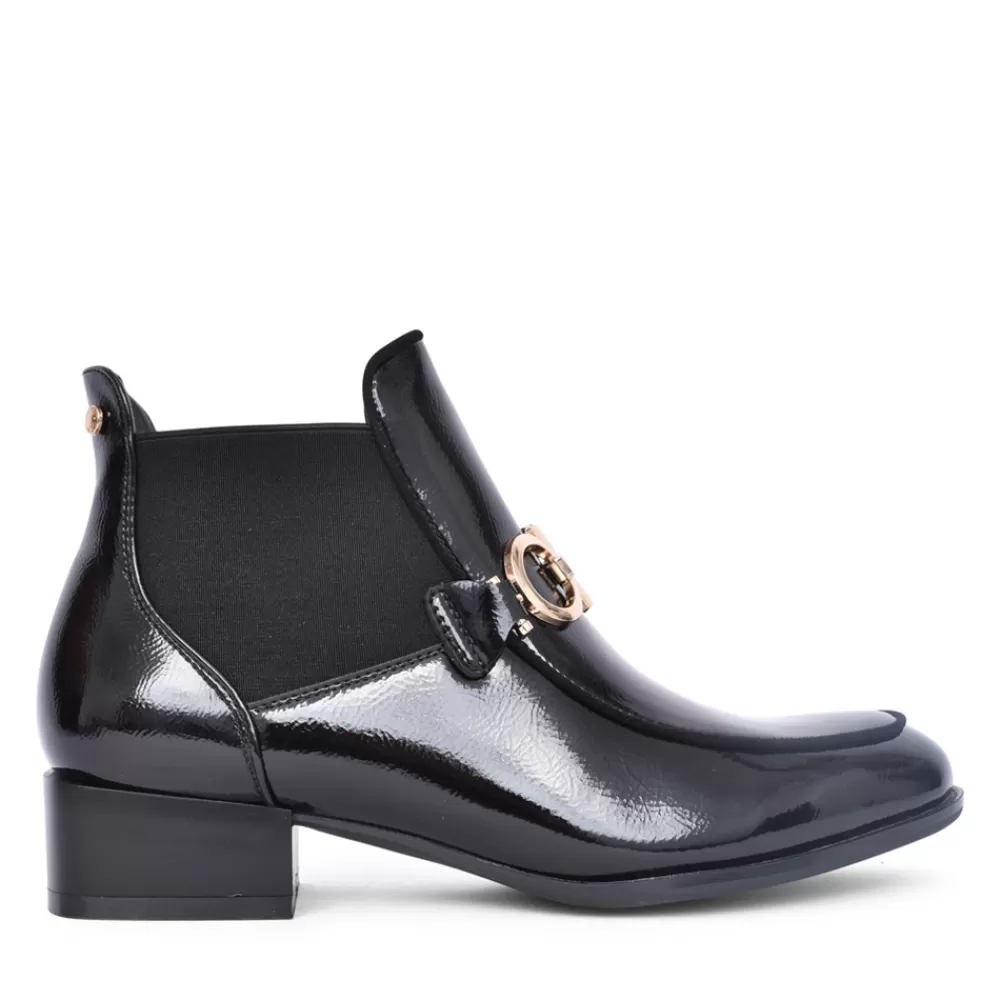 Ladies PATRIZIO COMO Ladies Aubonne Low Heel Ankle Boot In Black