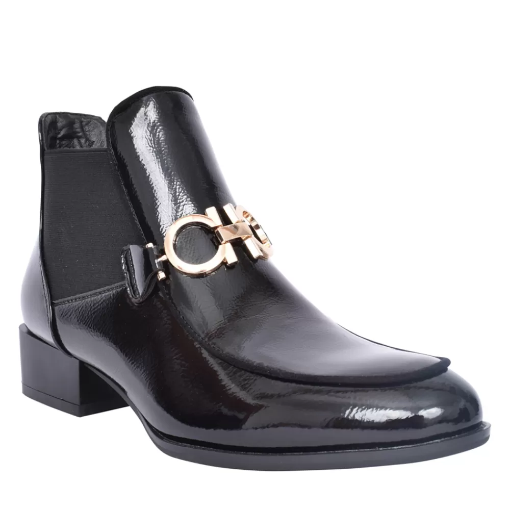 Ladies PATRIZIO COMO Ladies Aubonne Low Heel Ankle Boot In Black