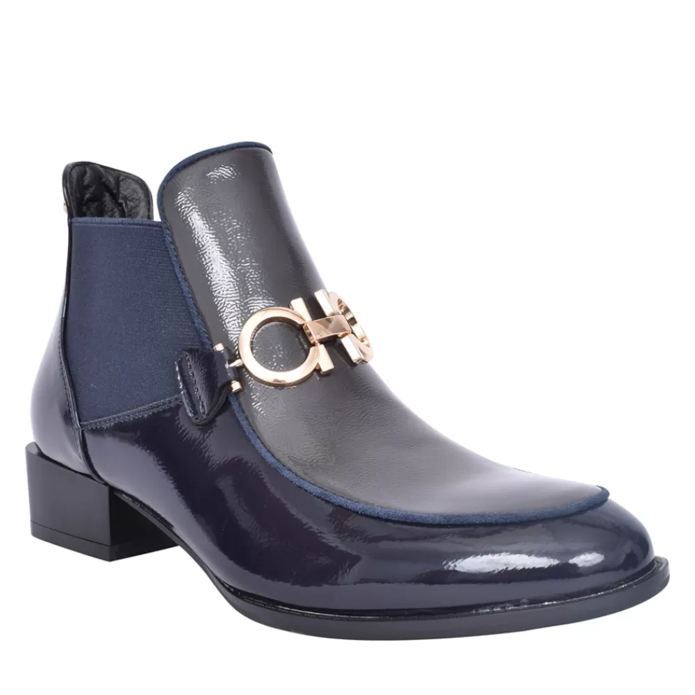 Ladies PATRIZIO COMO Ladies Aubonne Low Heel Ankle Boot In Dark Blue