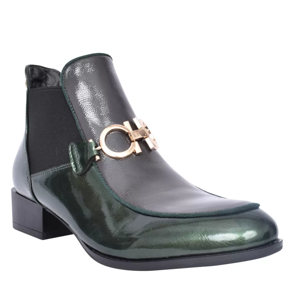 Ladies PATRIZIO COMO Ladies Aubonne Low Heel Ankle Boot In Green
