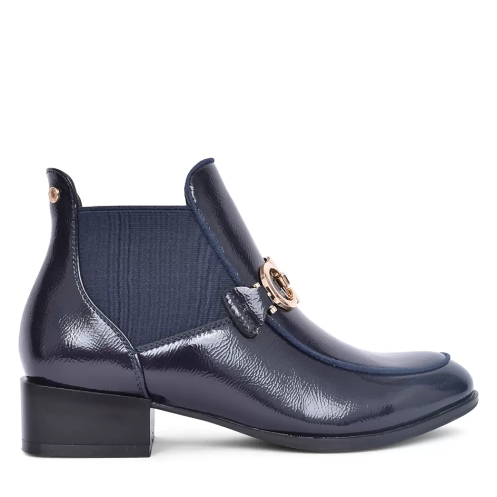 Ladies PATRIZIO COMO Ladies Aubonne Low Heel Ankle Boot In Navy