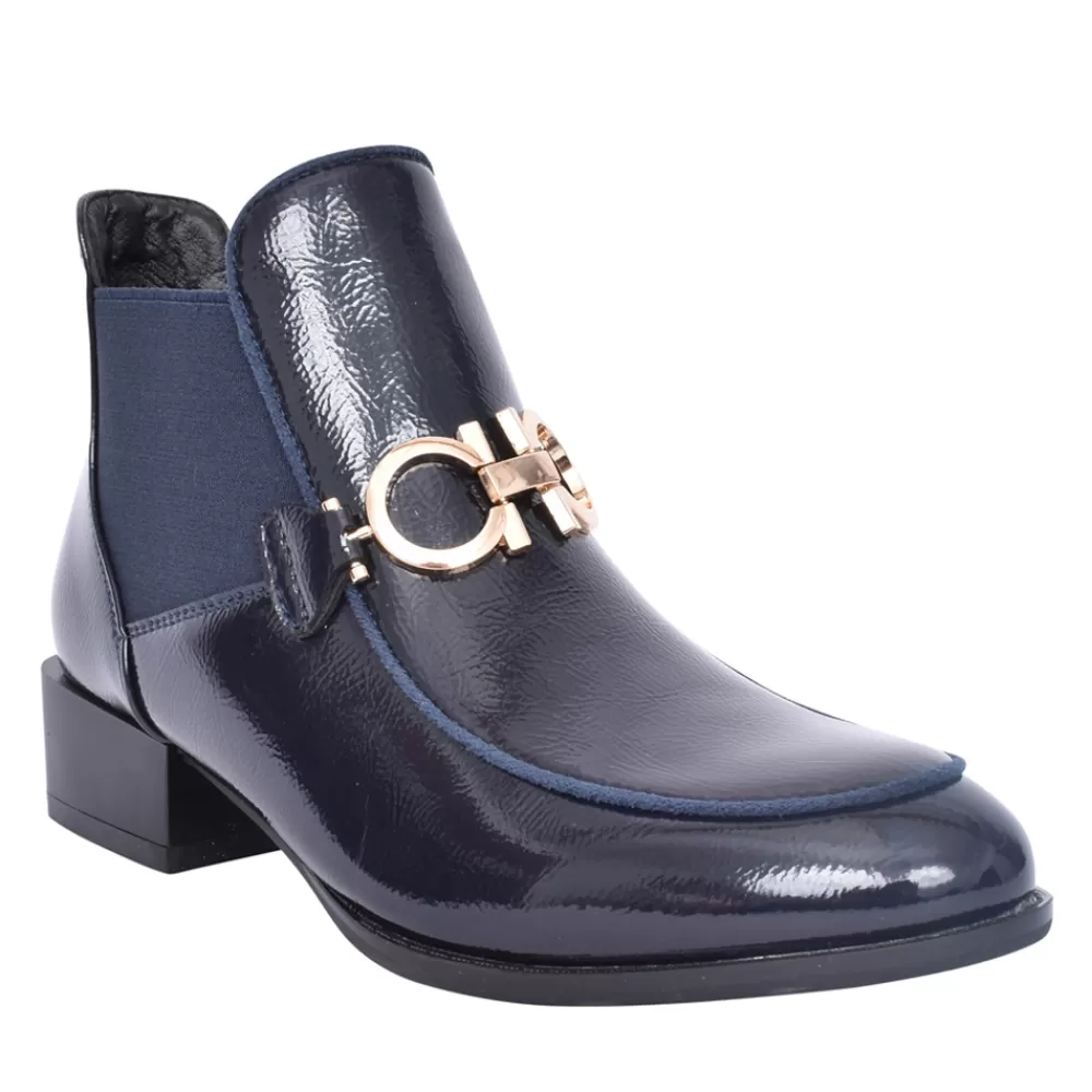 Ladies PATRIZIO COMO Ladies Aubonne Low Heel Ankle Boot In Navy