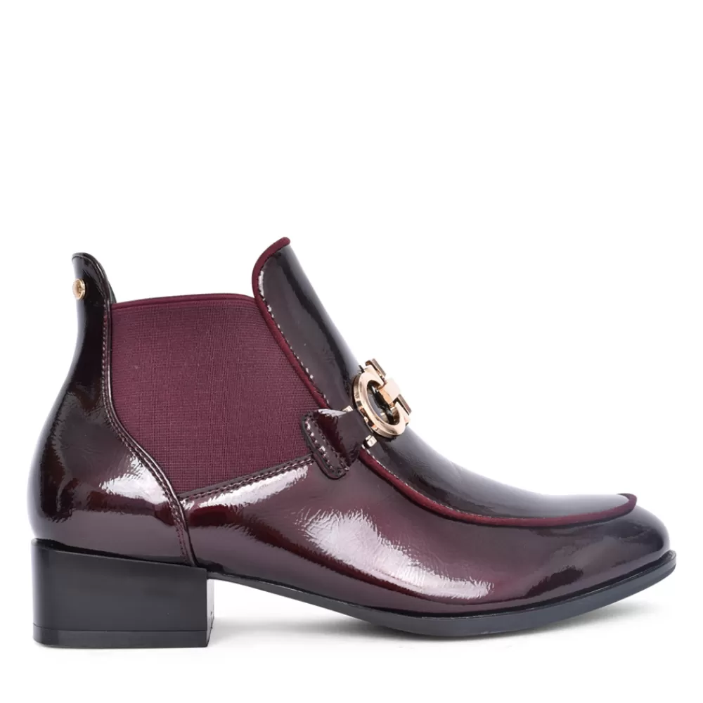 Ladies PATRIZIO COMO Ladies Aubonne Low Heel Ankle Boot In Wine