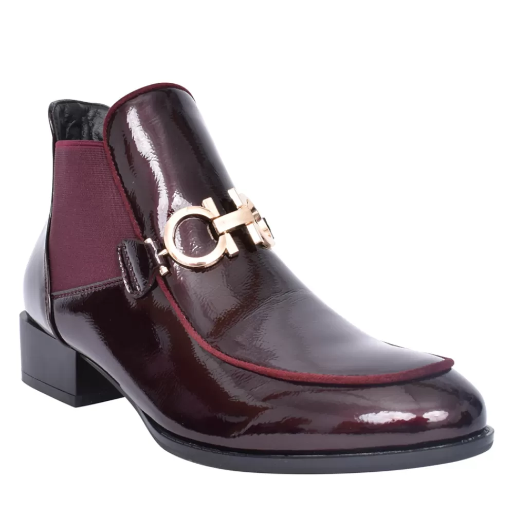 Ladies PATRIZIO COMO Ladies Aubonne Low Heel Ankle Boot In Wine