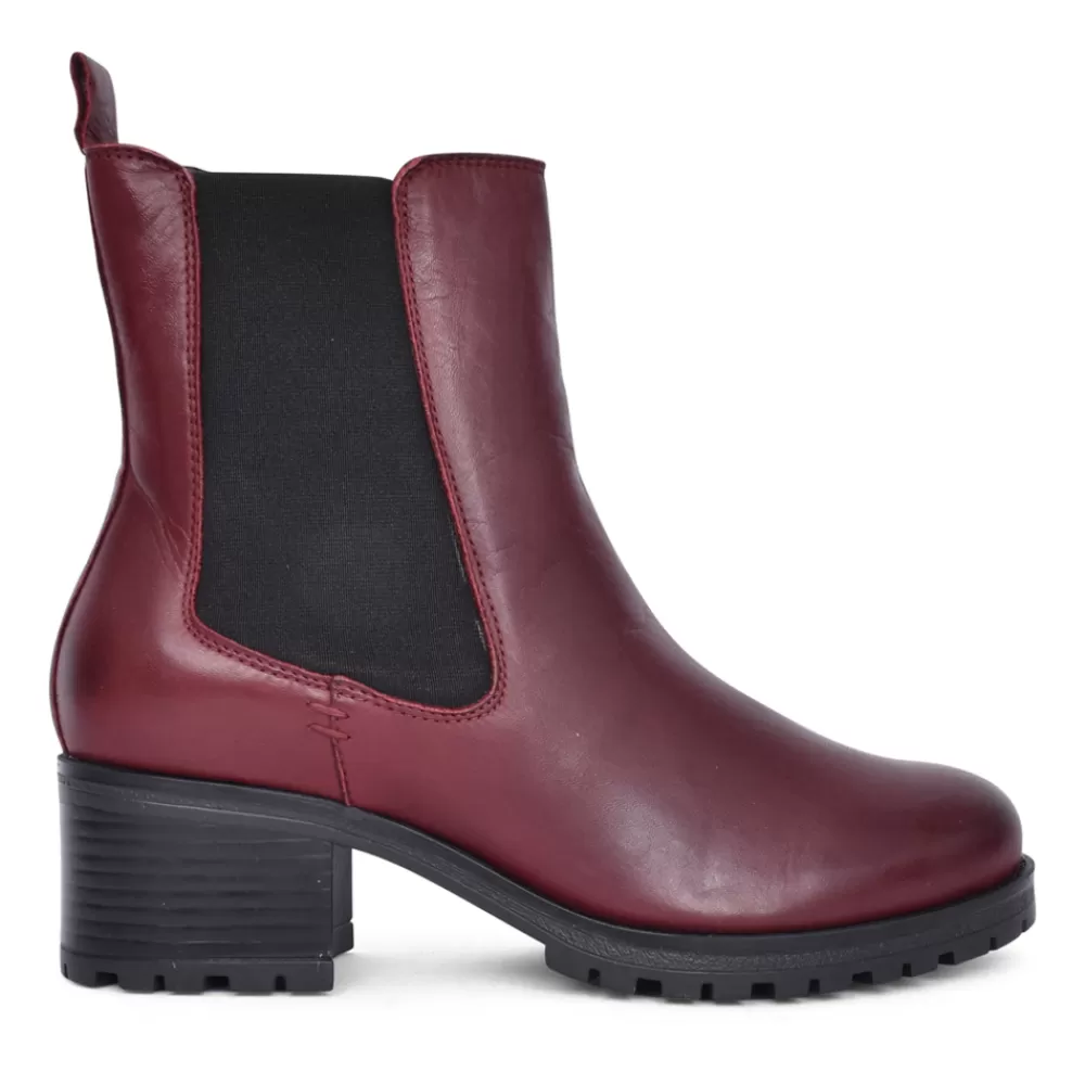 Ladies MODA IN PELLE Ladies Brooklea Block Heel Ankle Boot In Burgandy