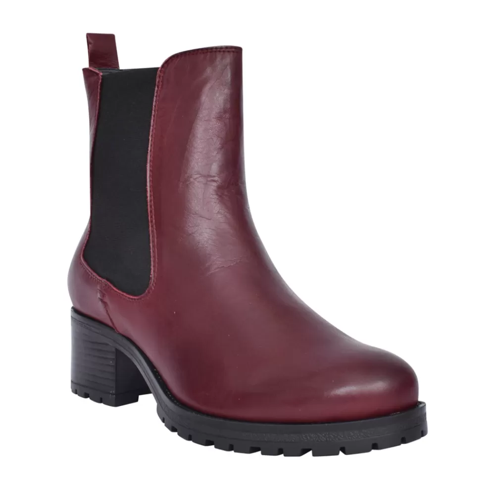 Ladies MODA IN PELLE Ladies Brooklea Block Heel Ankle Boot In Burgandy