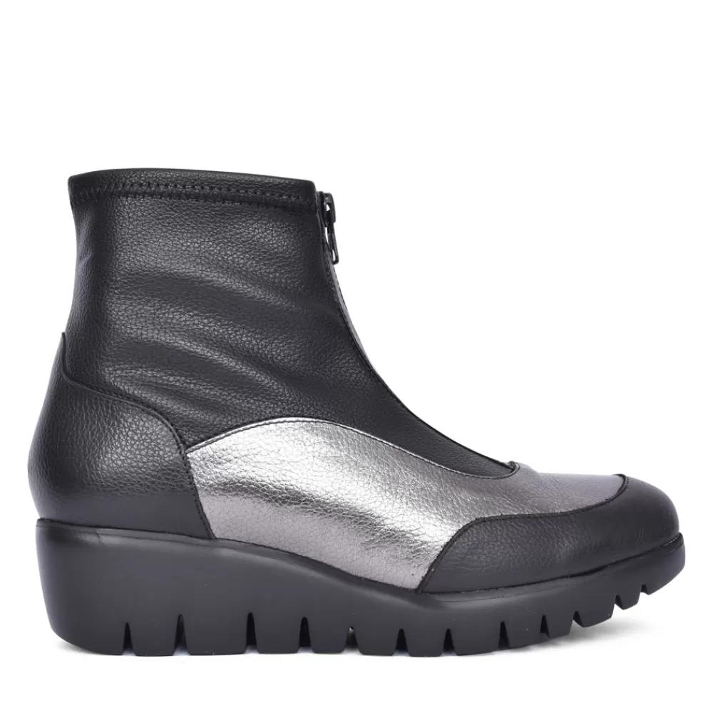 Ladies WONDERS Ladies C-33302 Wedge Ankle Boot In Black