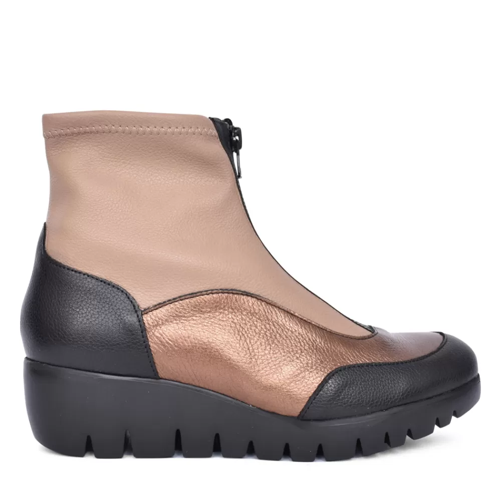 Ladies WONDERS Ladies C-33302 Wedge Ankle Boot In Taupe