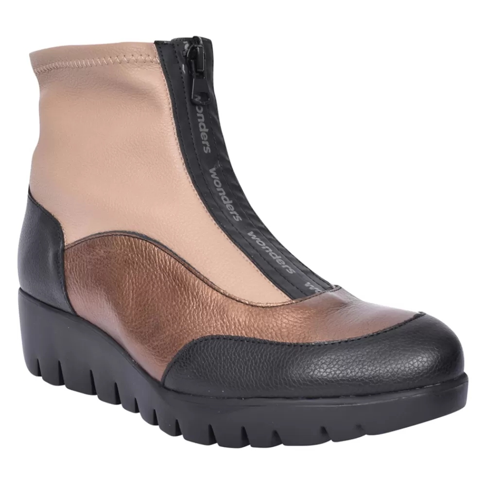 Ladies WONDERS Ladies C-33302 Wedge Ankle Boot In Taupe