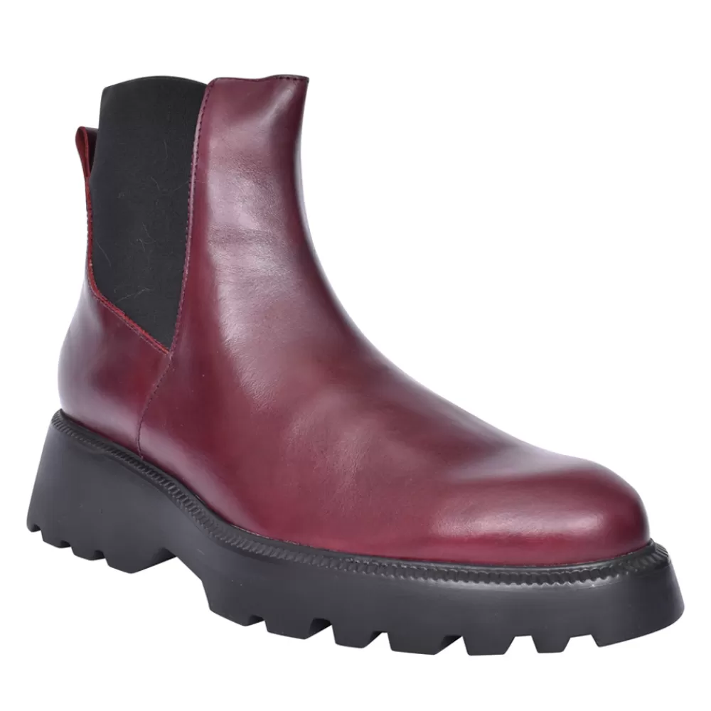Ladies WONDERS Ladies C-7203 Slip-On Ankle Boot In Burgandy
