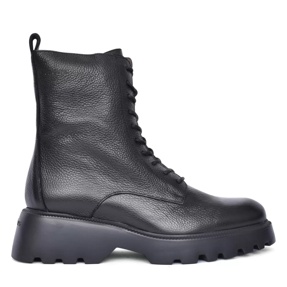 Ladies WONDERS Ladies C-7205 Laced Calf Boot In Black