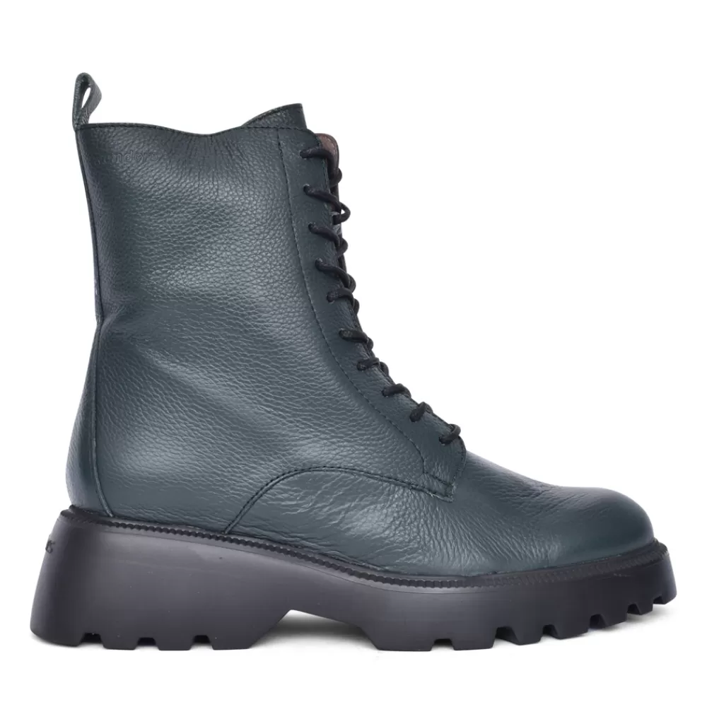 Ladies WONDERS Ladies C-7205 Laced Calf Boot In Green