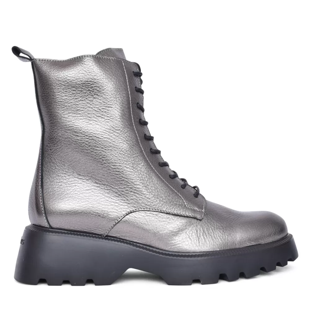 Ladies WONDERS Ladies C-7205 Laced Calf Boot In Pewter