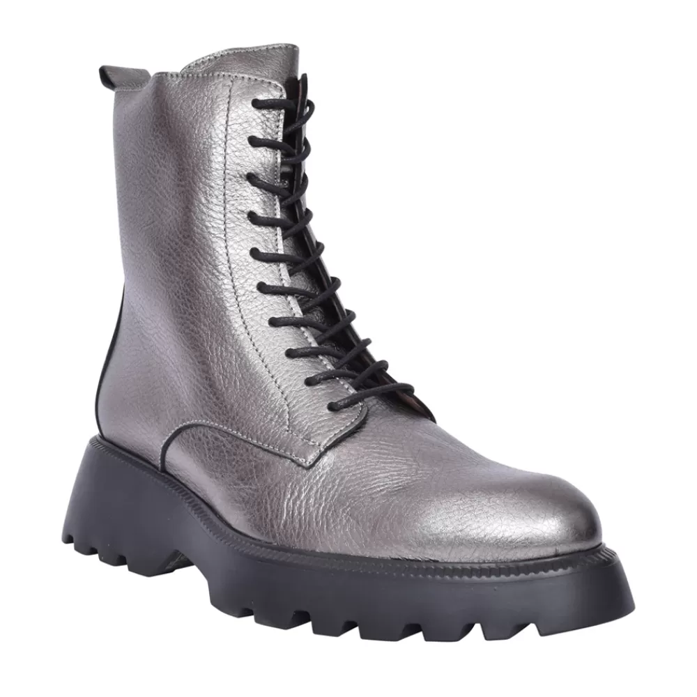 Ladies WONDERS Ladies C-7205 Laced Calf Boot In Pewter
