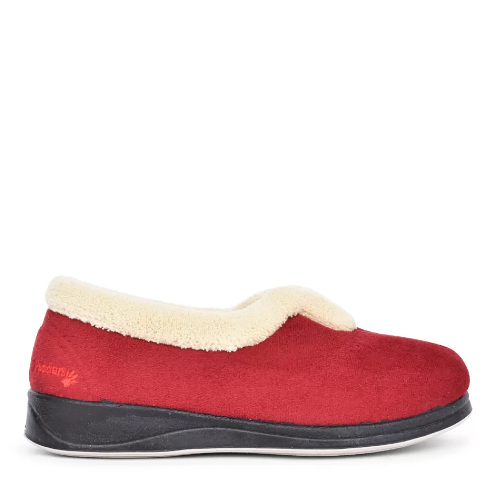 Ladies PADDERS Ladies Carmen Faux Fur Trim Slipperin Red