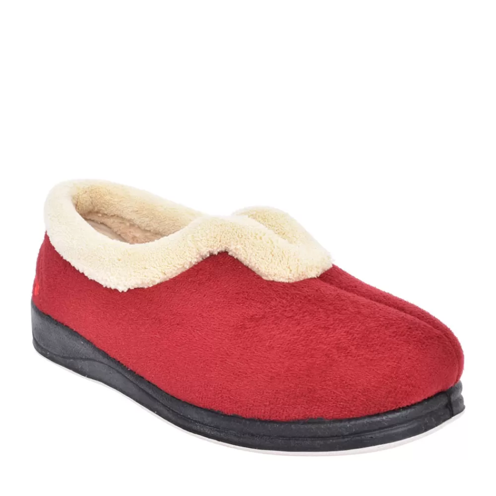 Ladies PADDERS Ladies Carmen Faux Fur Trim Slipperin Red