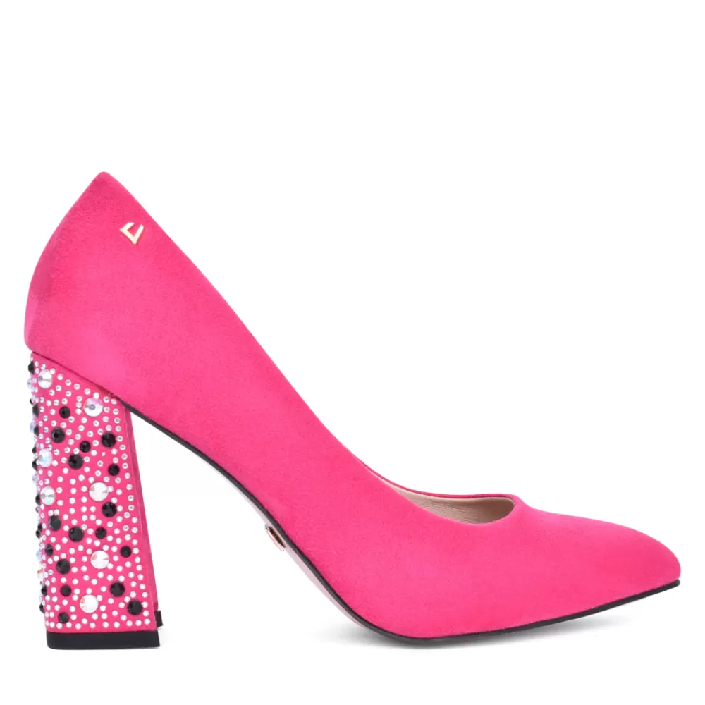 Ladies UNA HEALY Ladies Country On Block Heel Shoe In Hot Pink