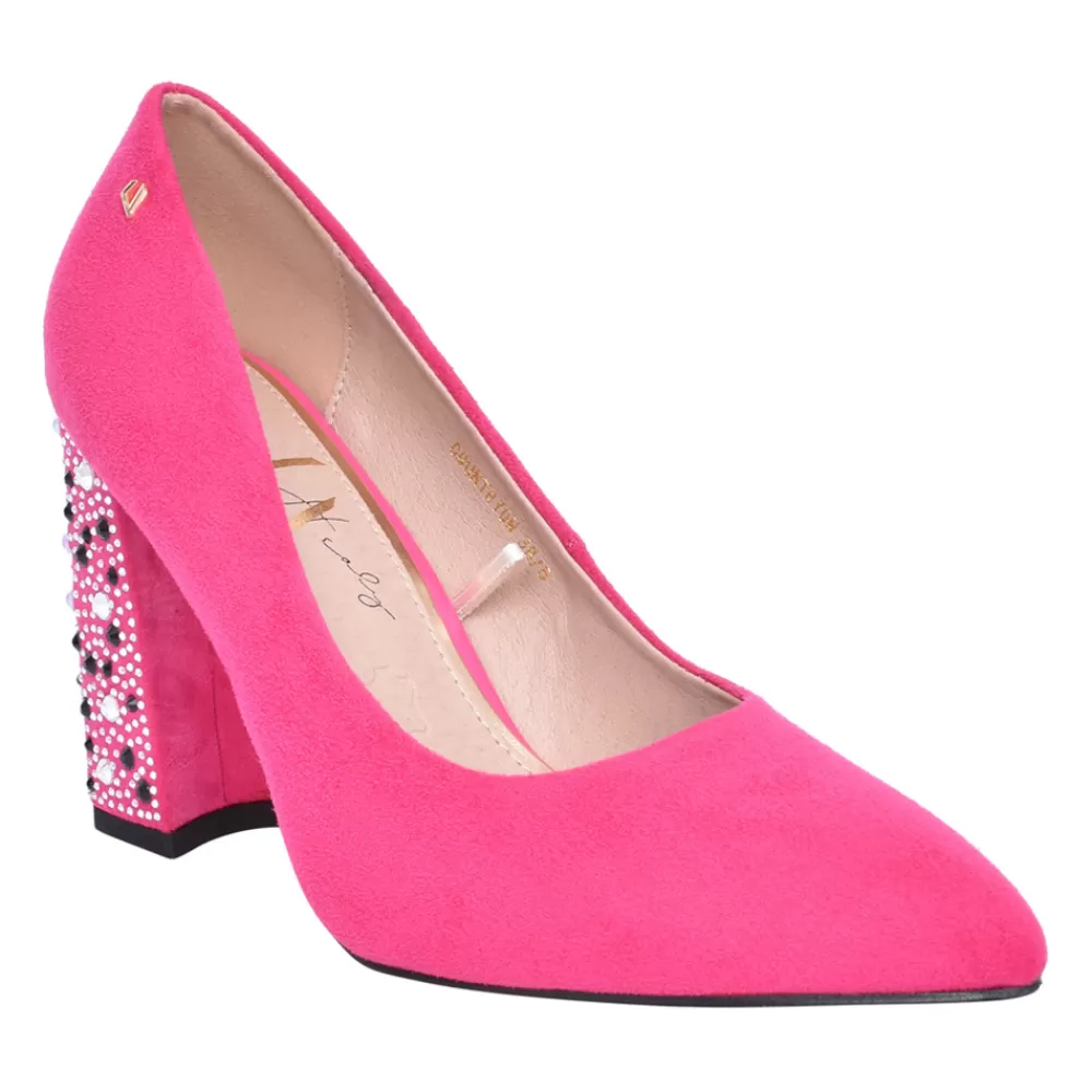 Ladies UNA HEALY Ladies Country On Block Heel Shoe In Hot Pink