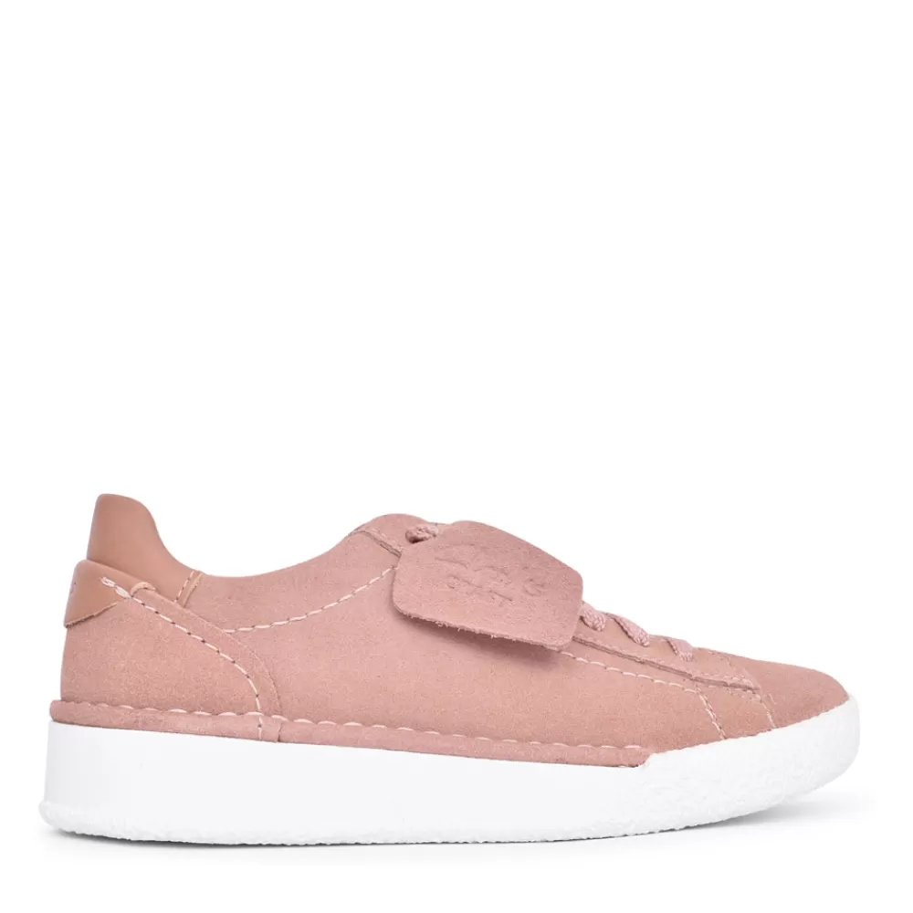 Ladies CLARKS Ladies Craft Cup Suede D-Fit Trainer In Rose
